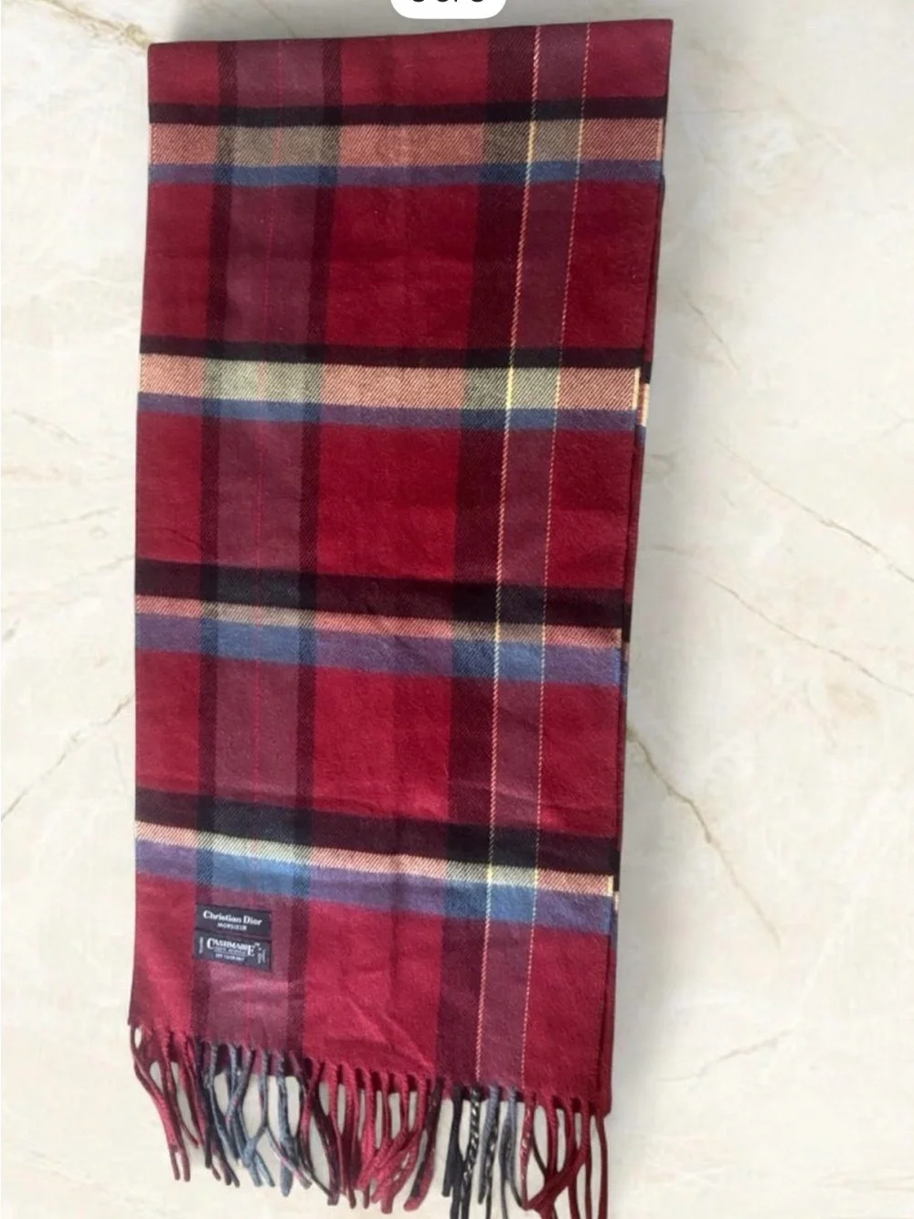 Vintage Christian Dior Monsieur Red Plaid Scarf